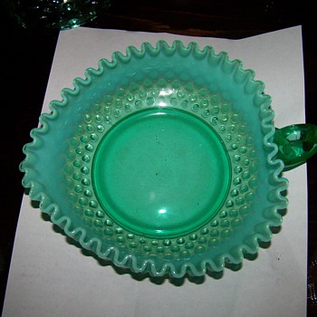 Fenton Hobnail Heart Shaped Handled bowl