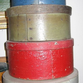 Mystery Oval Painted Shaker Primitive Paintry Box Stack New England Fingered 