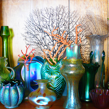 Bohemian glass and coral display - Art Glass