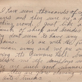 Letters Maps pictures to home from WWl interesting letter about captives..
