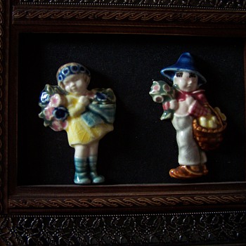 Flower children antique china brooches.