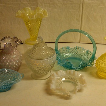 RARE FENTON TOPAZ OPALESCENT HOBNAIL VASE MEANT TO BE A LAMP