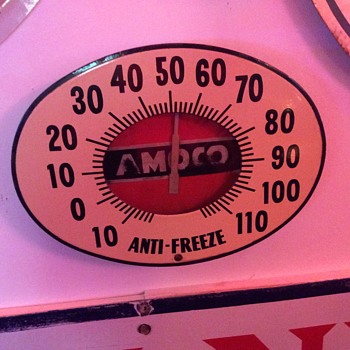 AMOCO Anti-Freeze porcelain thermometer...1940's - Signs