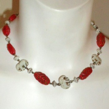Very old Ivory and Coral Choker Necklace may Yemeni? - Fine Jewelry