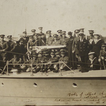 Allied Chaplins Photograph 1921 On British Destroyer - Photographs