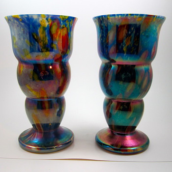 Kralik Flashed Millefiori Pair - Art Glass