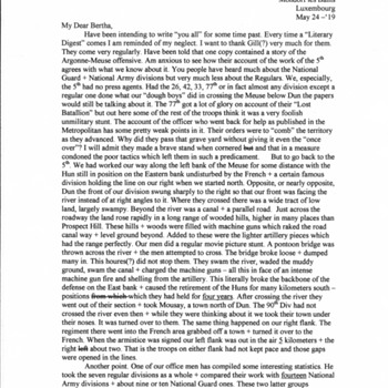 2 page letter from Dr on Battlefield WW1 Luxembourg 1919 to here in Mass