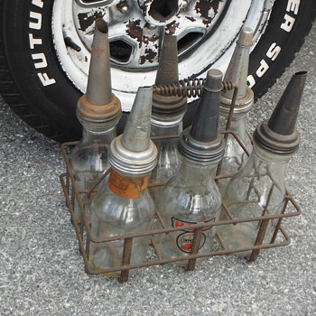 Finally...I scored glass oil bottles and a basket! - Petroliana