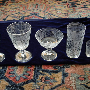 czech bohemian engraved glassware - Glassware