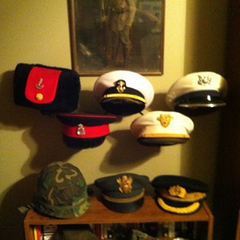 Military hat collection display - Hats