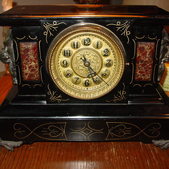 New Haven Cast Iron Marble Lion/Gargoyle Clock - Clocks