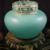 Kralik Iridescent Blue Art Glass Rose Bowl 