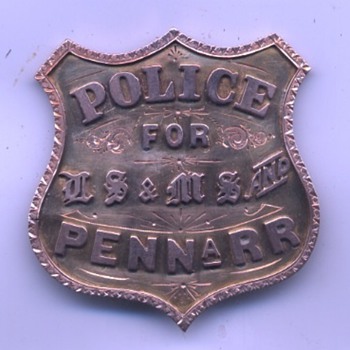 14K gold Railroad Detective badge with presentation for the PRR and LS&MS RR