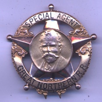 Great Northern Railway Co. "Hill" Special Agent railroad police badge in 14K Gold