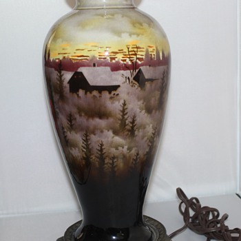 Hand Painted Czech Lamp - Art Pottery