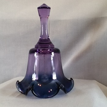 Blue and purple glass Fenton bell - Art Glass