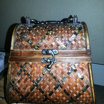 Vintage Cedar Wood Handbag / Purse Tortise Shell or Copper Weave? - Bags