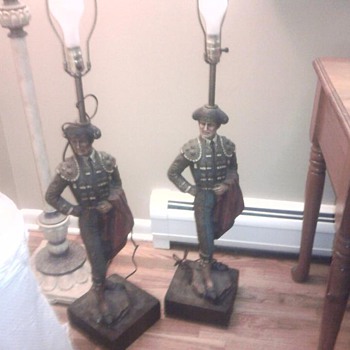Medors Male Lamps Beautiful! Are these Chalkware? Felt on bottom. - Lamps