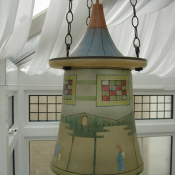 glass lantern with asian figures