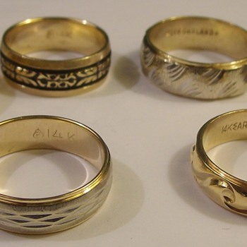 Vintage 14k Decorative Wedding Bands 1950's & 60's - Fine Jewelry