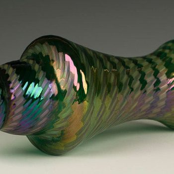 Rindskopf Emerald Green Wave Decor Vase - Art Glass