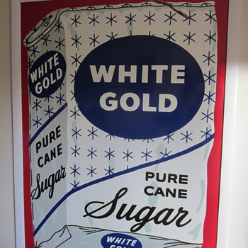 White Gold Pure Sugar Cane Porcelain Sign 1930's