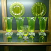 Pukeberg Vaseline Goblet With Clear and Purple Square Base Mystery Goblets