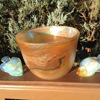 Two birds and a bowl - Art Glass