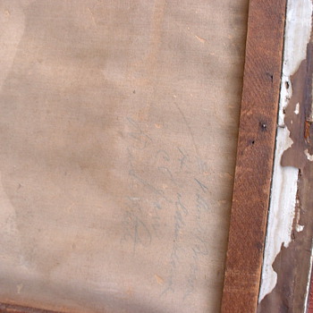 My oil painting backside with the only writing available on it 