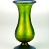 Loetz iridescent vase blue Silberiris rim and pedestal foot, circa 1910