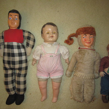 Four Old Antique Mystery Porcelain Stuffed Dolls - Dolls