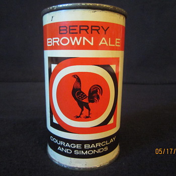 Tough 1950's UK Imperial 12 Fl Ozs Berry Brown Ale Courage Barclay and Simonds Rooster Flat Top Steel Beer Can