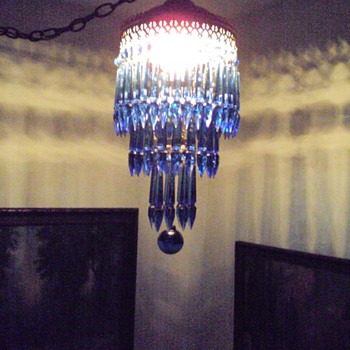 Deco style cobalt blue chandelier from the Palmer House, Chicago?