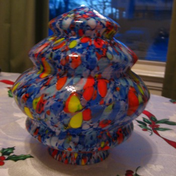 Czech Zig-zag spatter glass shade - Art Glass