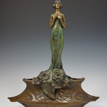 Charles (Karl) Korschann Symbolist / Art Nouveau Bronze Centerpiece - Art Nouveau