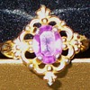 Purple Glass and Gold Filigree Ring
