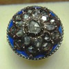 Georian blue enameled silver ring met rose cut diamonds in gold