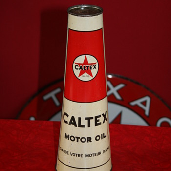 Caltex conical oil can - Petroliana