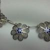 Victorian Silver filegree blue enamel flower necklace