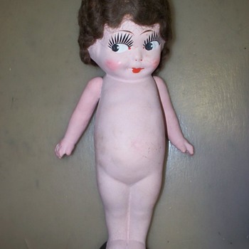 Composition or Plaster Kewpie Doll with Glued-On Brown Hair - Dolls