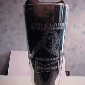 Budweiser Red Cloud Sports Banquet Tall Glass 1989