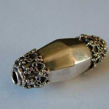 Antique beautiful decorated large silver bead.
