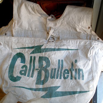 RARE! SF Call Bulletin Newspaper Pre-1960's Canvas Paperboy Delivery Saddle Bag