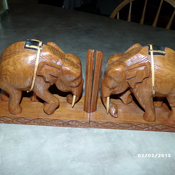 Hand Carved Book-Ends - Asian