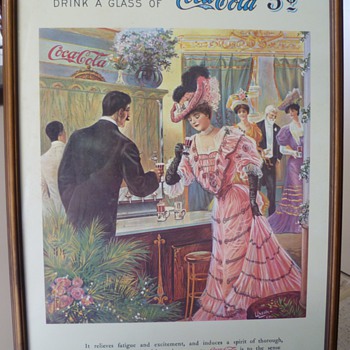 Early 1900s Coca-Cola Cardboard Poster - at the theatre
