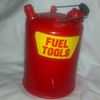 Plastic fuel can with mini screwdriver set inside