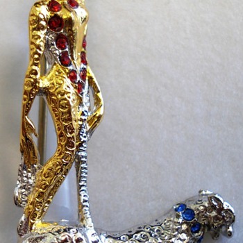 art deco lady erte letter L brooch-necklace