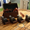 De La Rue Ransomes Patent six-bottle travelling inkwell set