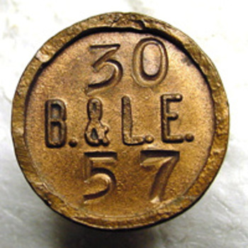 B&LE copper Hubbard Pole Nail - Railroadiana