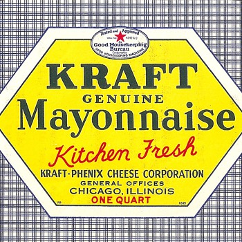 1939 Kraft Mayo Label/Invitation - Advertising
